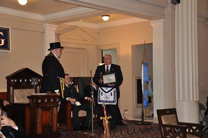 Wilmette Park Lodge No 931 grants honorary membership to Grand Master Swaney